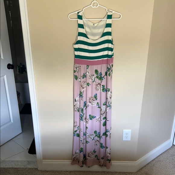 Dresses & Skirts - Striped and Floral Maxi Dress